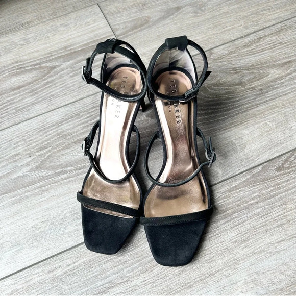 Ted Baker TRIA Triple Strap Suede  Leather Heels in Black - Picture 12 of 13